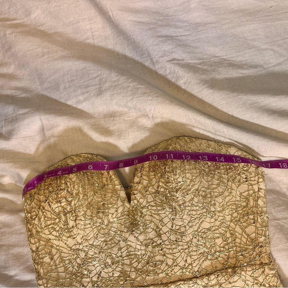 Cocktail Dress-Gold Sequin and Lace Strapless Dress -WOW Couture - Picture 6 of 6